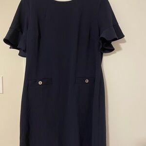 Tommy Hilfiger Navy Dress with Ruffled Sleeves